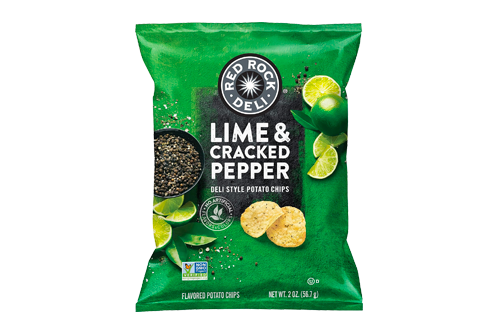 Red Rock Deli Style Potato Chips, Lime & Cracked Pepper, 2 Ounce (12 Count)